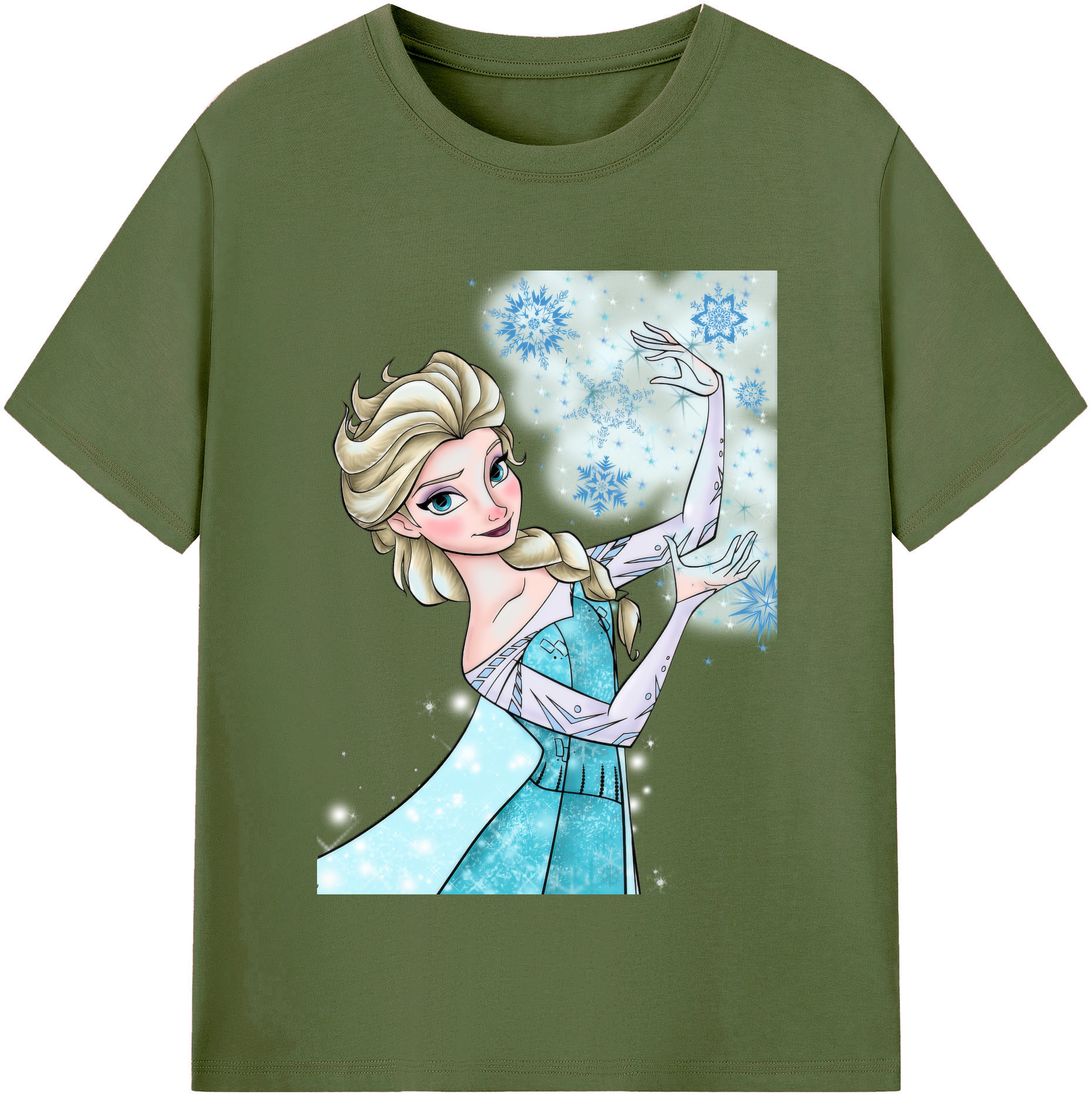 （画像用） アナと雪の女王 アンナ エルサ Frozen Anna Elsa 綿100％半袖Tシャツ（フロントプリント）